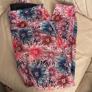 Rumi x Feel Good bright floral pattern high waisted workout leggings medium